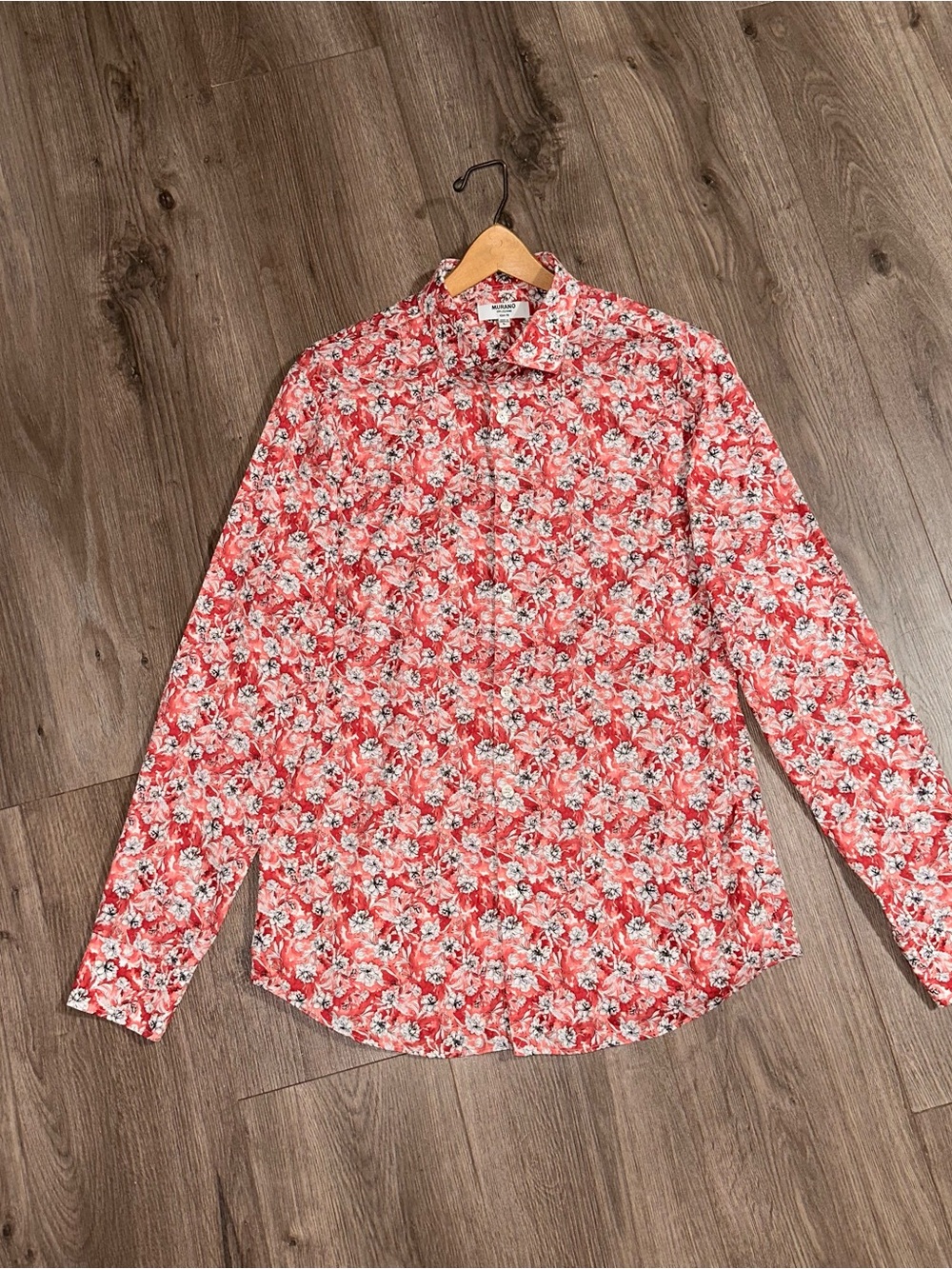 Murano Floral Button-Down Shirt Slim Fit Cotton Blend